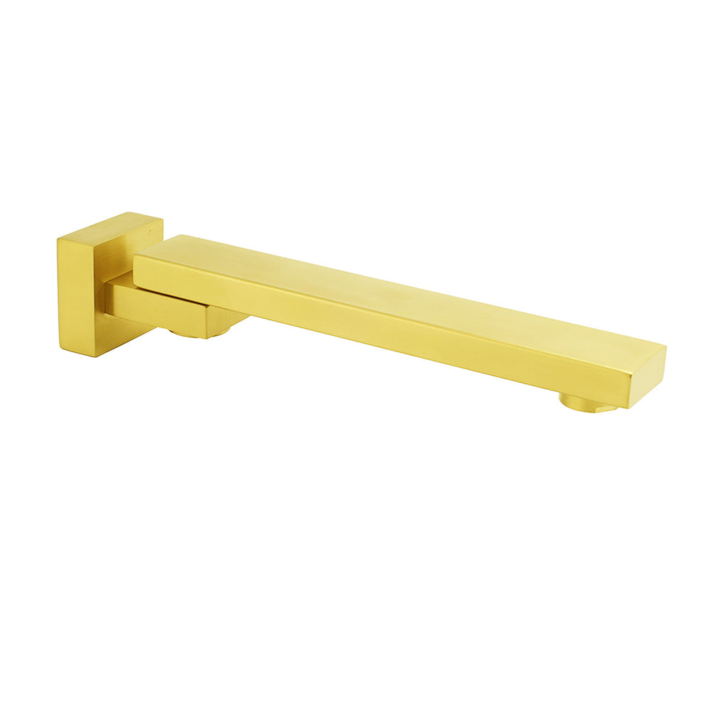 Shower Heads & Screens: Brushed Gold Square Stainless Steel 180 Swivel Bathtub Faucet Water Outlet Spout