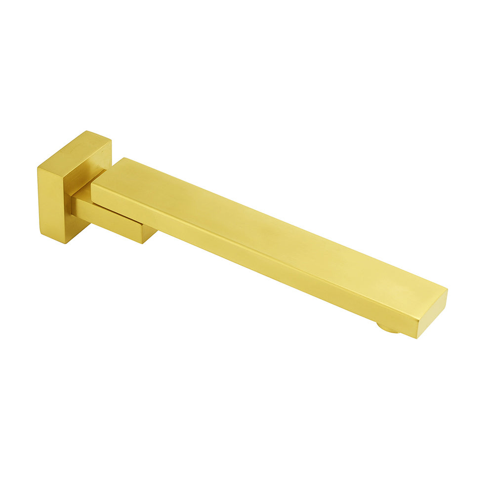 Shower Heads & Screens: Brushed Gold Square Stainless Steel 180 Swivel Bathtub Faucet Water Outlet Spout
