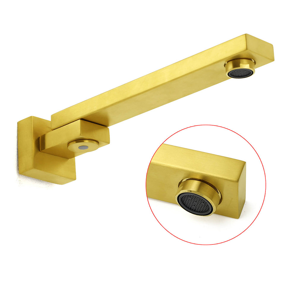 Shower Heads & Screens: Brushed Gold Square Stainless Steel 180 Swivel Bathtub Faucet Water Outlet Spout