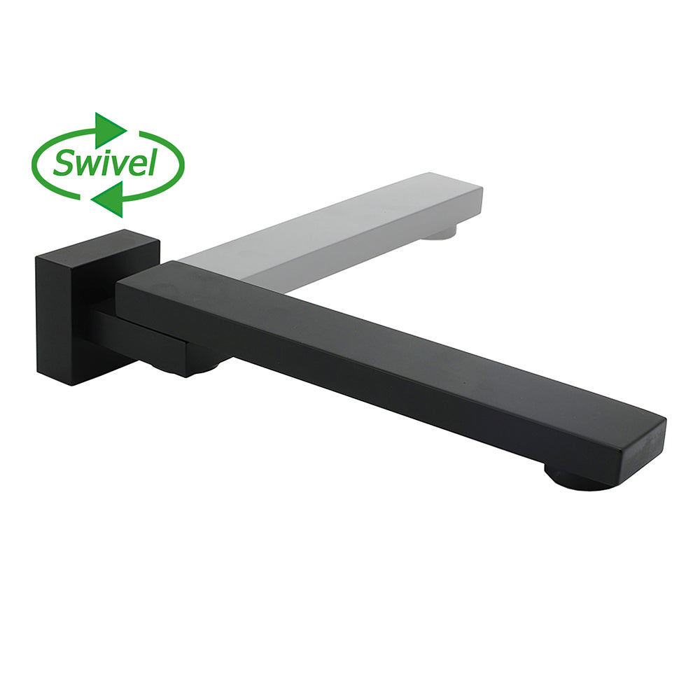 Shower Heads & Screens: Matte Black Square Bathtub Faucet 180° Swivel Water Spout Outlet Basin Watermark