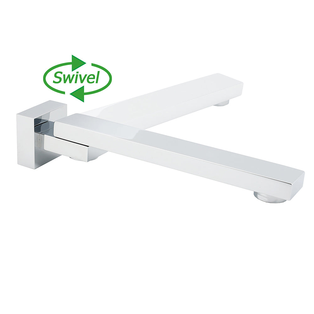 Shower Heads & Screens: Chrome Square Stainless Steel Shower Bathtub Water Spout Faucet Outlet Tap 180° Swivel Set
