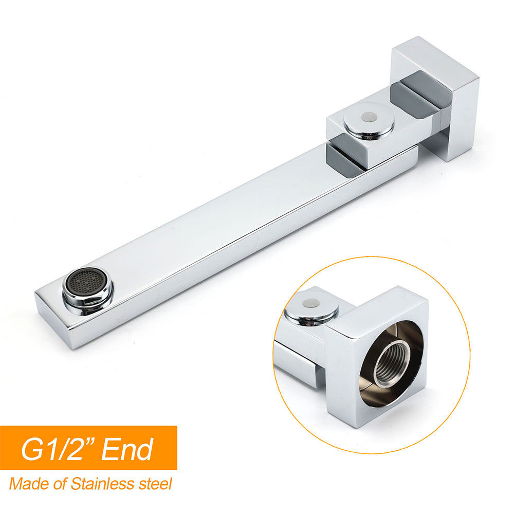 Shower Heads & Screens: Chrome Square Stainless Steel Shower Bathtub Water Spout Faucet Outlet Tap 180° Swivel Set