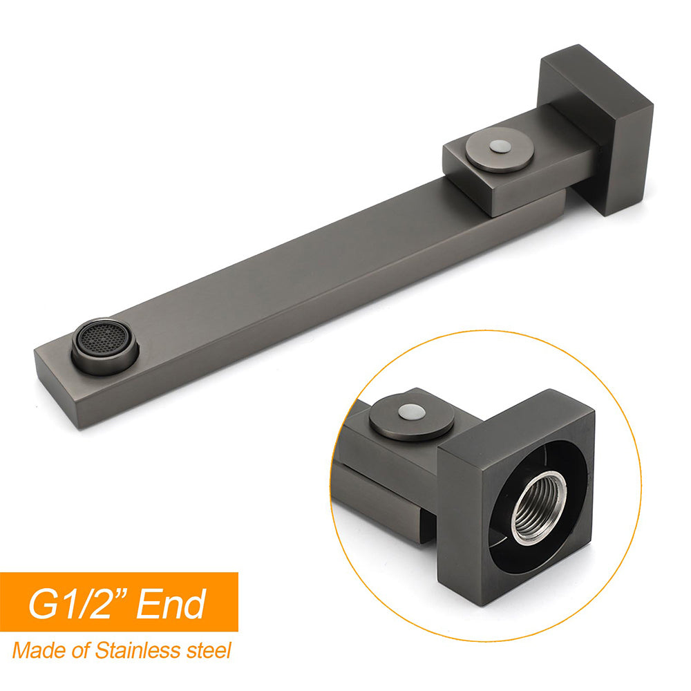 Shower Heads & Screens: Gun Metal Square Stainless Steel 180 Swivel Bathtub Faucet Water Outlet Spout
