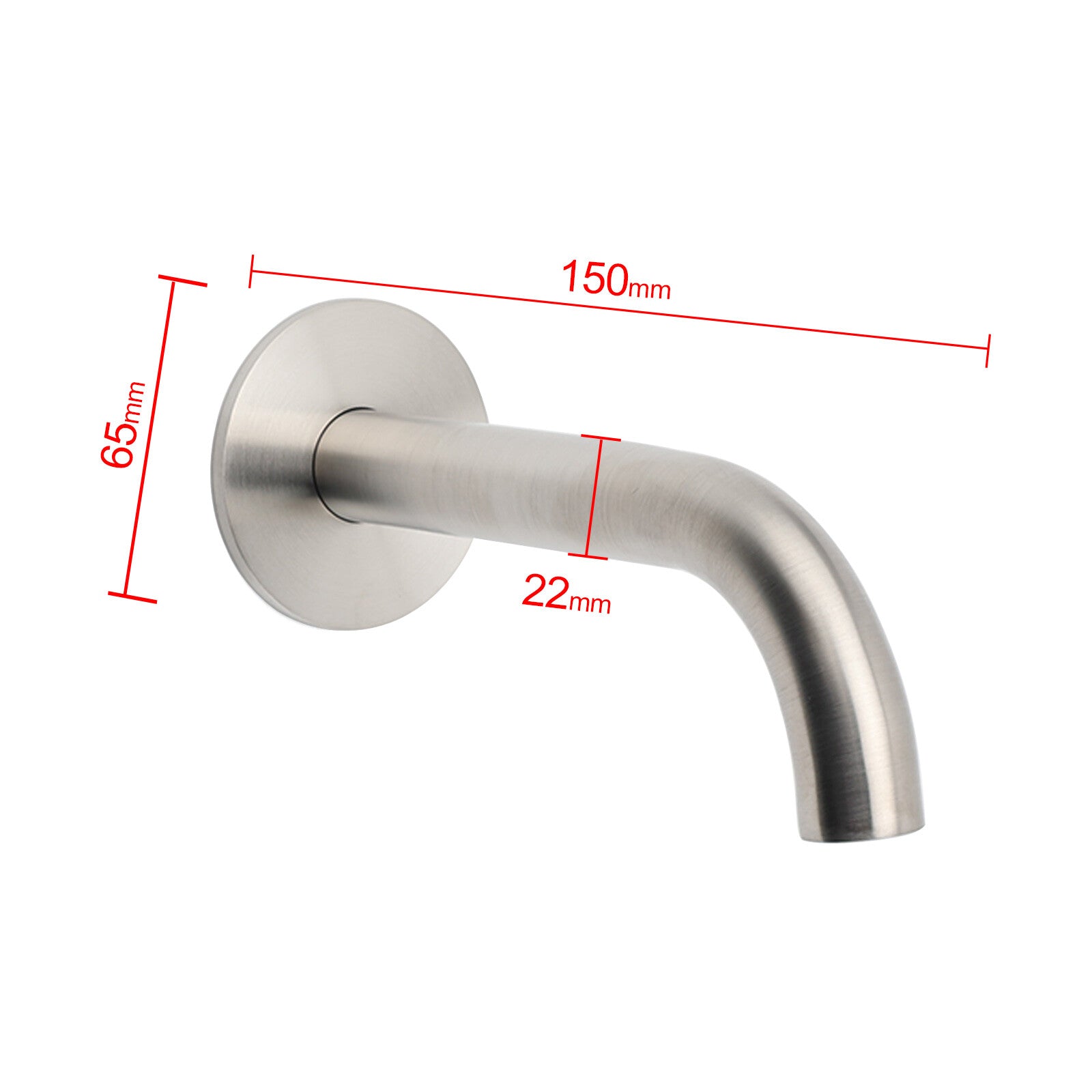 Brushed Nickel 150mm Round Curve Faucet Water Outlet Swivel Bathtub Filler Spout