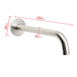 Brushed Nickel Round 250mm Long Spout Bath Tub Wall Mounted Water Filler Outlet