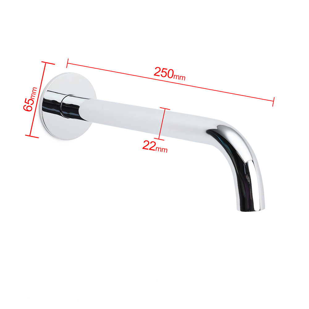 Shower Heads & Screens: Polisehd Chrome Round 250mm Long Water Filler Spout Bath Tub Wall Mounted Outlet
