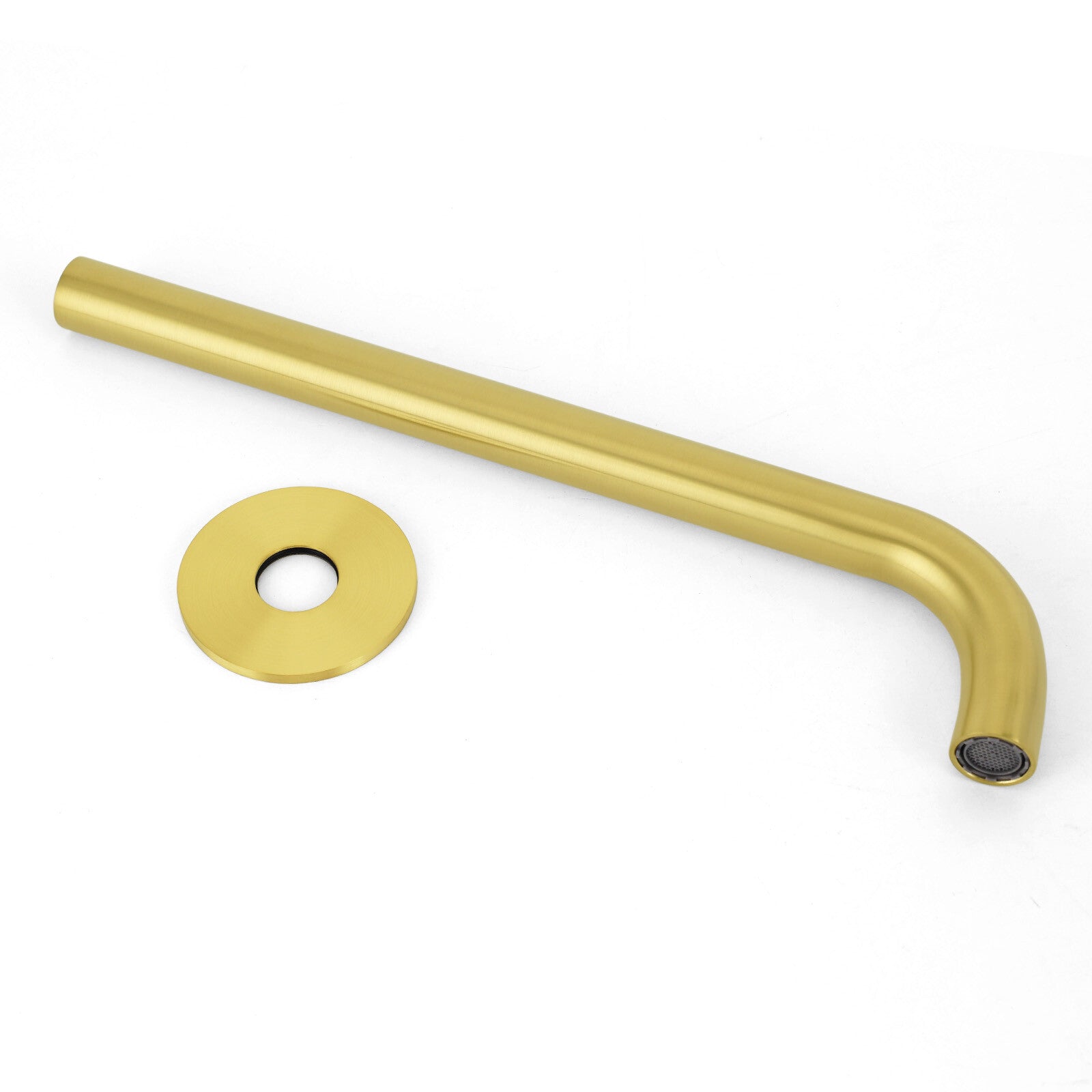 Bathroom 300mm Long Wall Mounted Extention Bath Tub Filler Spout Brushed Gold
