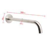 Brushed Nickel 300mm Extra Long Wall Mounted Extention Bathtub Filler Spout Set