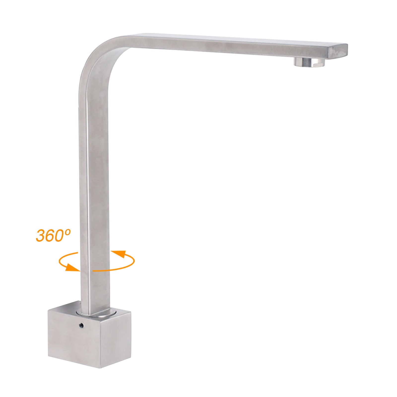 Brushed Nickel Square Spout Gooseneck Arm High Rise Bathtub Filler Water Outlet