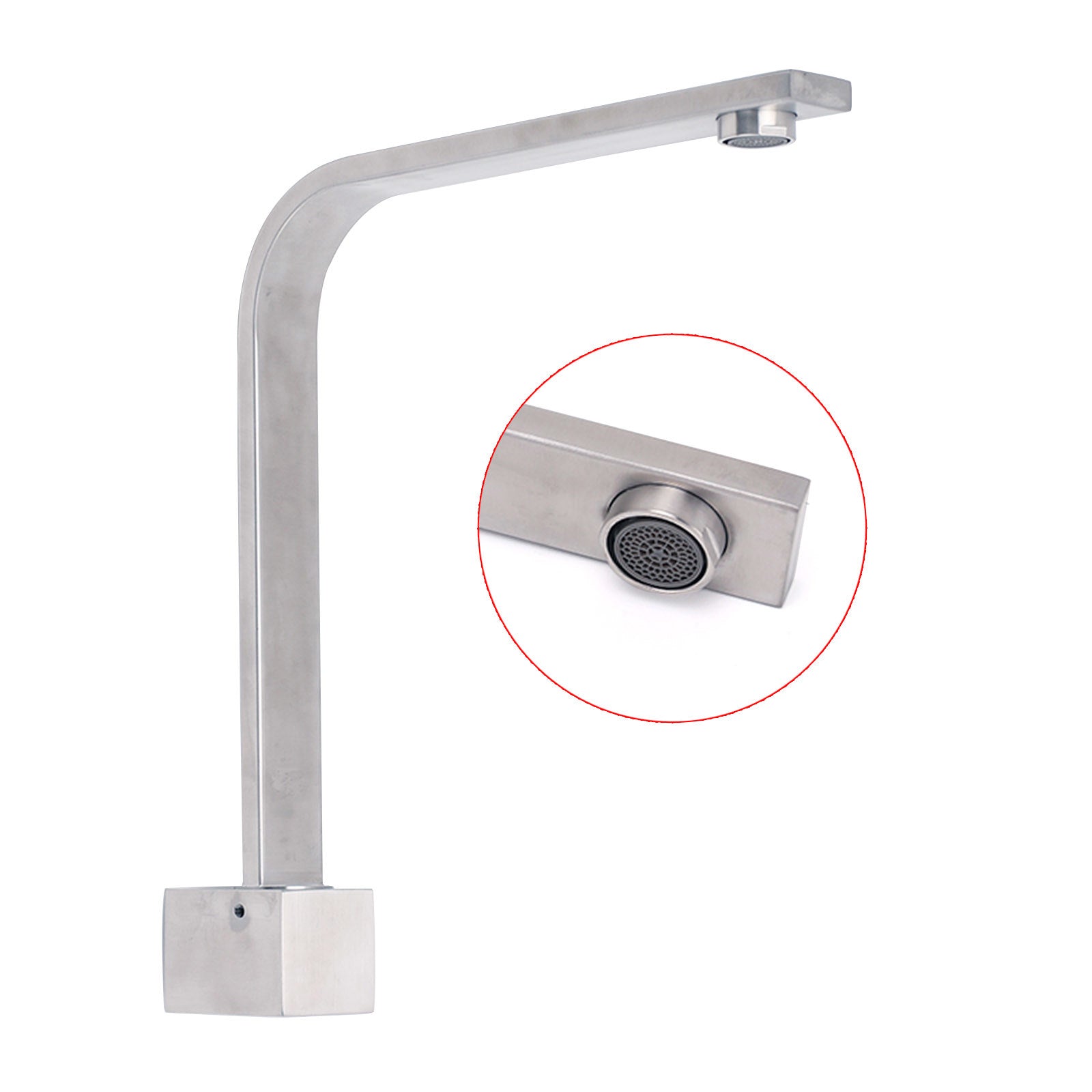 Brushed Nickel Square Spout Gooseneck Arm High Rise Bathtub Filler Water Outlet