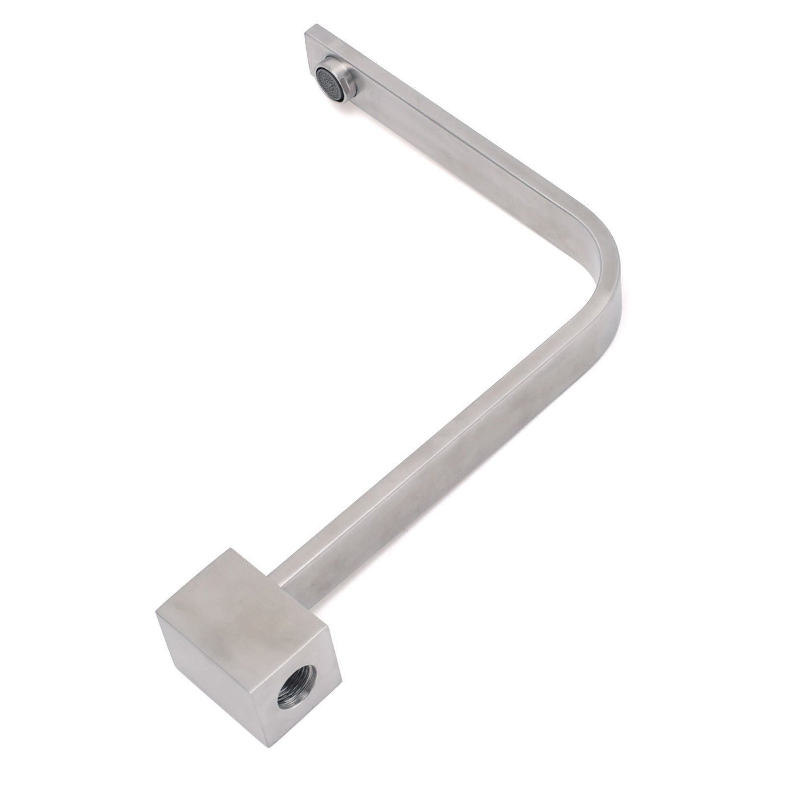 Brushed Nickel Square Spout Gooseneck Arm High Rise Bathtub Filler Water Outlet