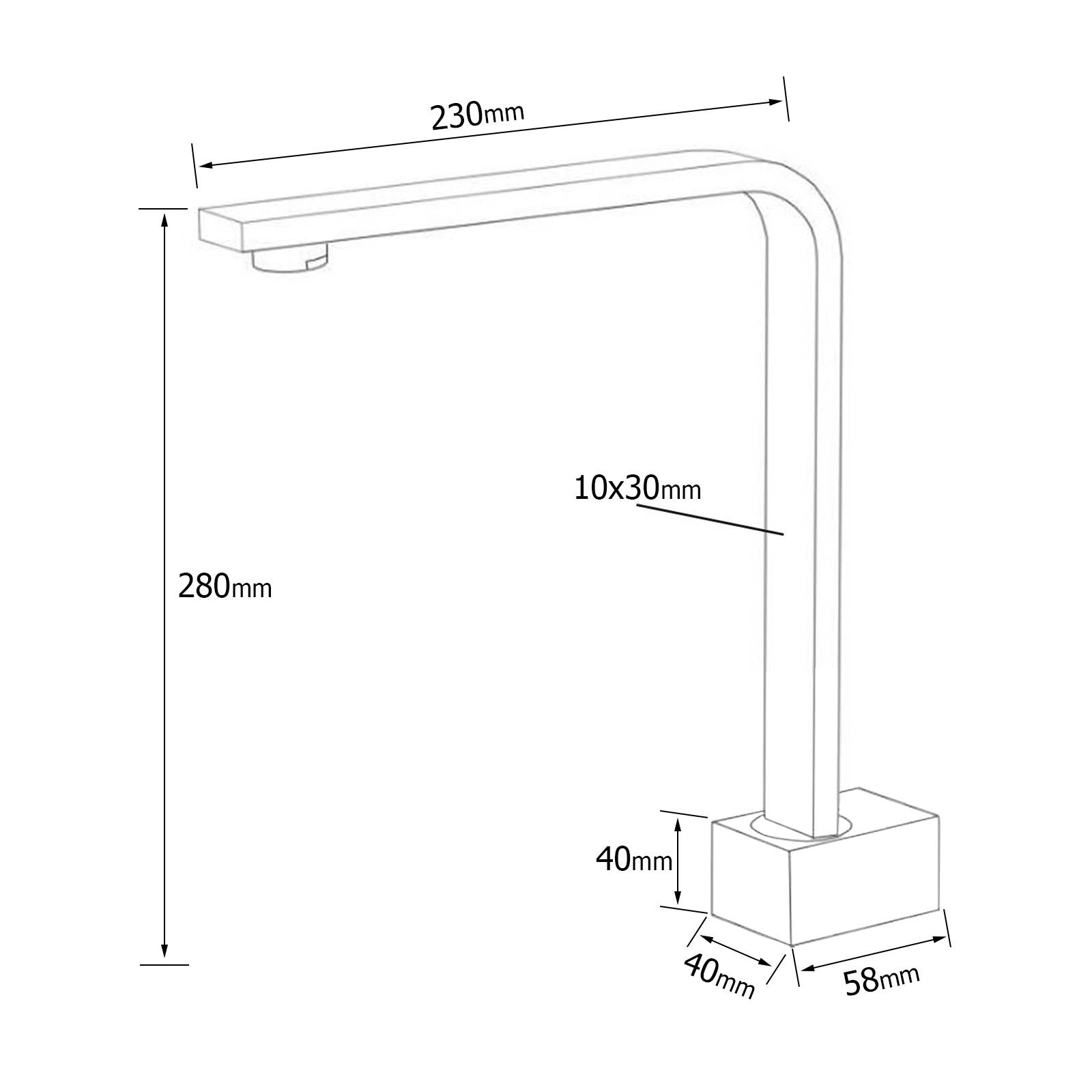 Brushed Nickel Square Spout Gooseneck Arm High Rise Bathtub Filler Water Outlet
