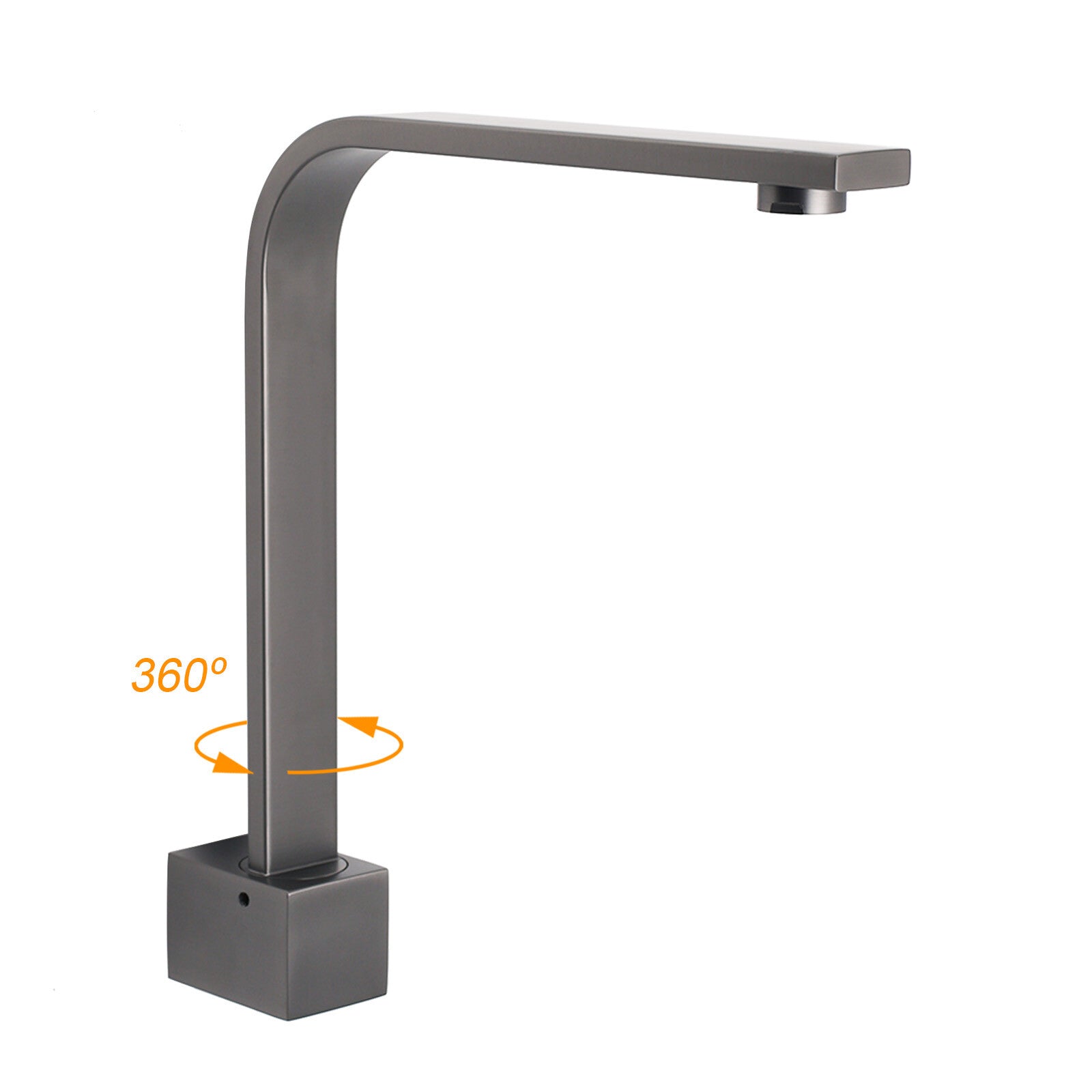 Gun Metal Square Bathroom Swivel Spout Gooseneck Arm Bathtub Filler Tap Outlet