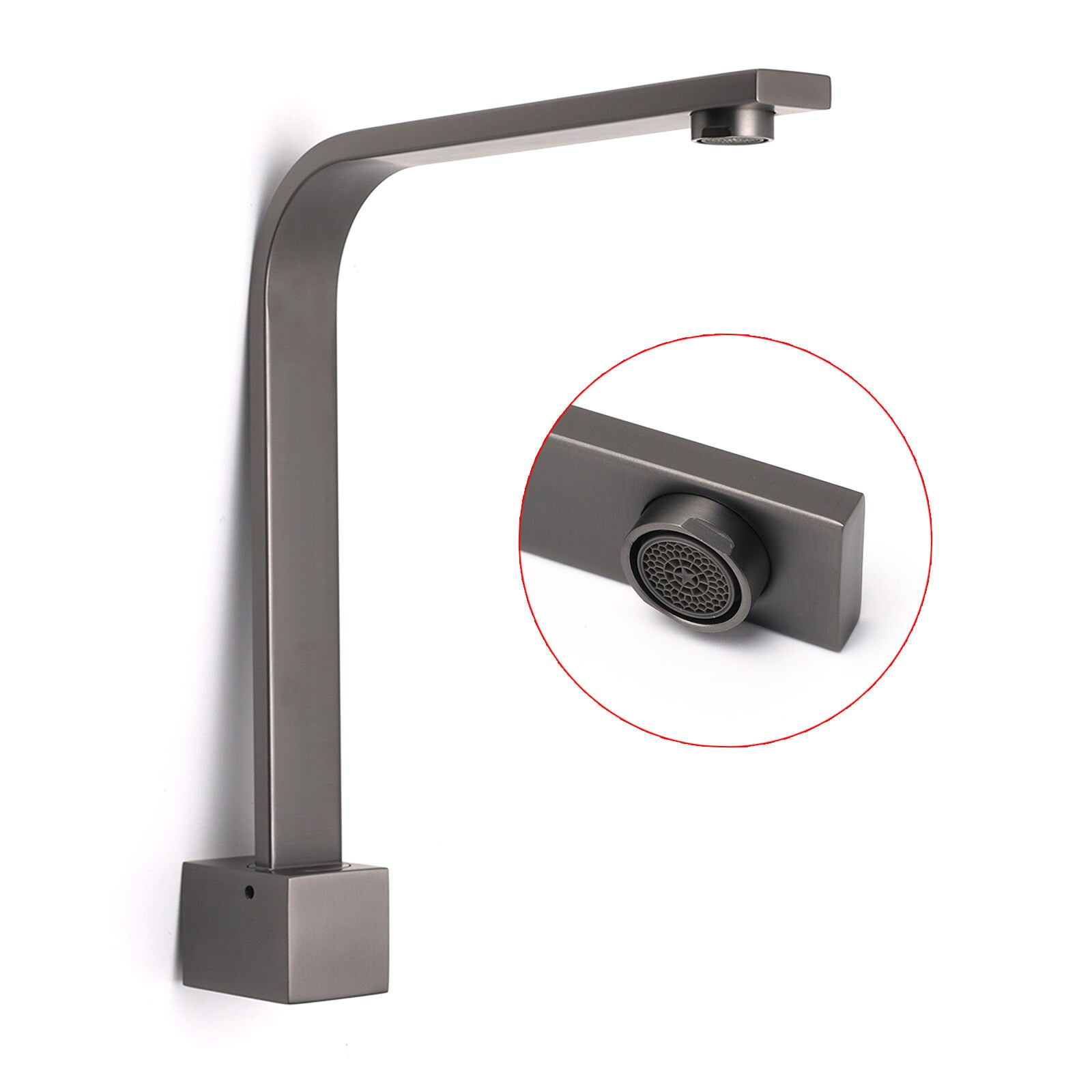 Gun Metal Square Bathroom Swivel Spout Gooseneck Arm Bathtub Filler Tap Outlet