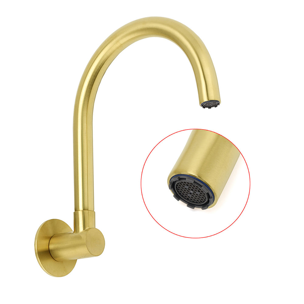 Shower Heads & Screens: Brushed Gold Bath Tub Filler Round Gooseneck Arm Faucet Water Outlet Wall Spout