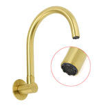 Shower Heads & Screens: Brushed Gold Bath Tub Filler Round Gooseneck Arm Faucet Water Outlet Wall Spout