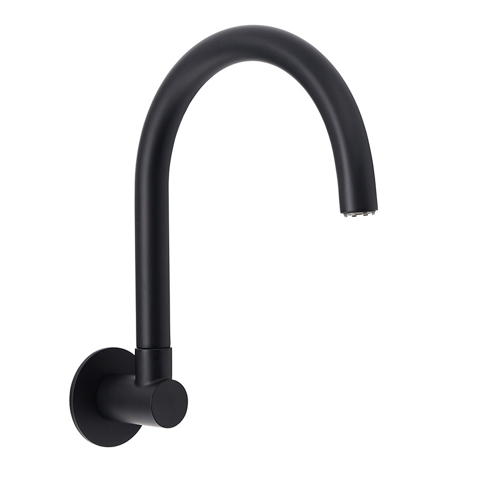 Shower Heads & Screens: Matt Black Round Gooseneck Arm Faucet Outlet Wall Mounted Bath Tub Filler Spout