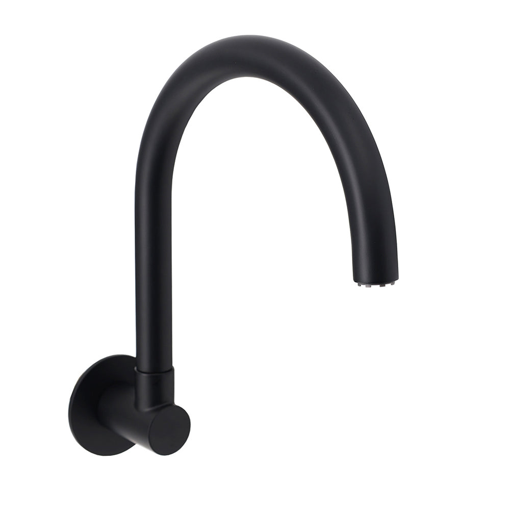Shower Heads & Screens: Matt Black Round Gooseneck Arm Faucet Outlet Wall Mounted Bath Tub Filler Spout