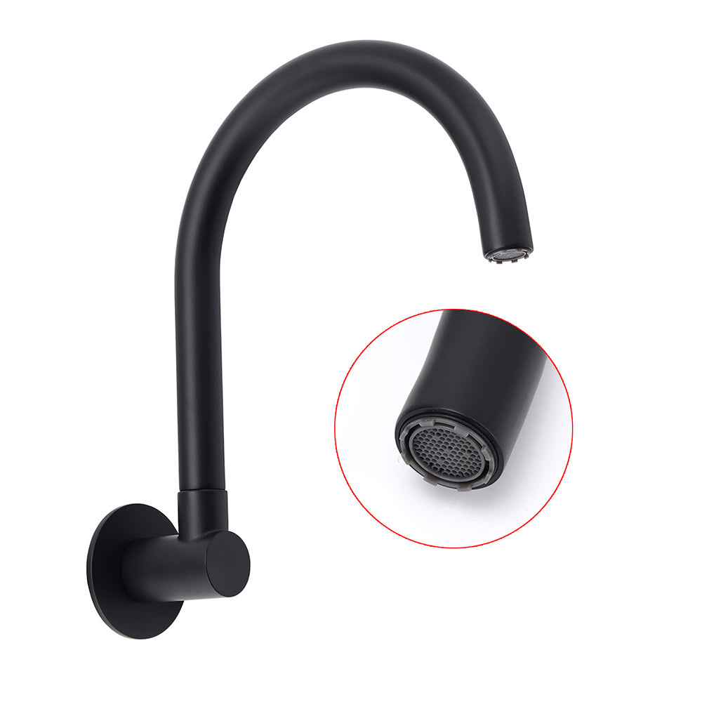 Shower Heads & Screens: Matt Black Round Gooseneck Arm Faucet Outlet Wall Mounted Bath Tub Filler Spout