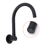 Shower Heads & Screens: Matt Black Round Gooseneck Arm Faucet Outlet Wall Mounted Bath Tub Filler Spout