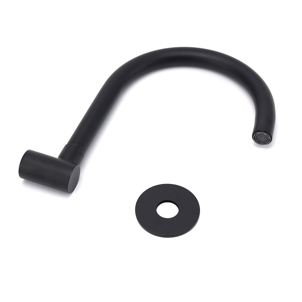 Shower Heads & Screens: Matt Black Round Gooseneck Arm Faucet Outlet Wall Mounted Bath Tub Filler Spout