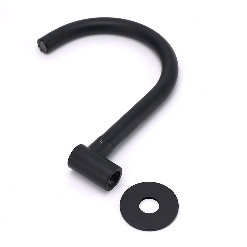 Shower Heads & Screens: Matt Black Round Gooseneck Arm Faucet Outlet Wall Mounted Bath Tub Filler Spout