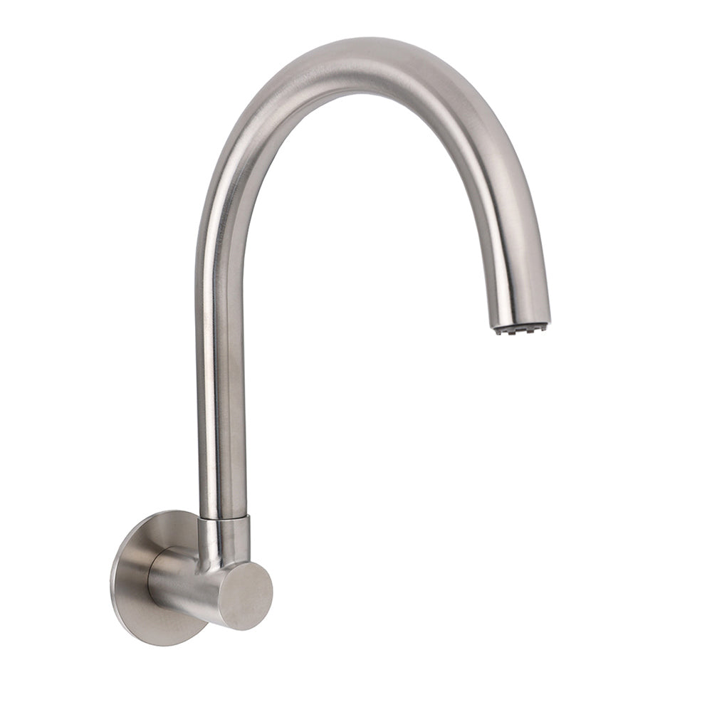 Shower Heads & Screens: Brushed Nickel Round Gooseneck Arm Faucet Water Outlet Wall Mount Bathtub Spout