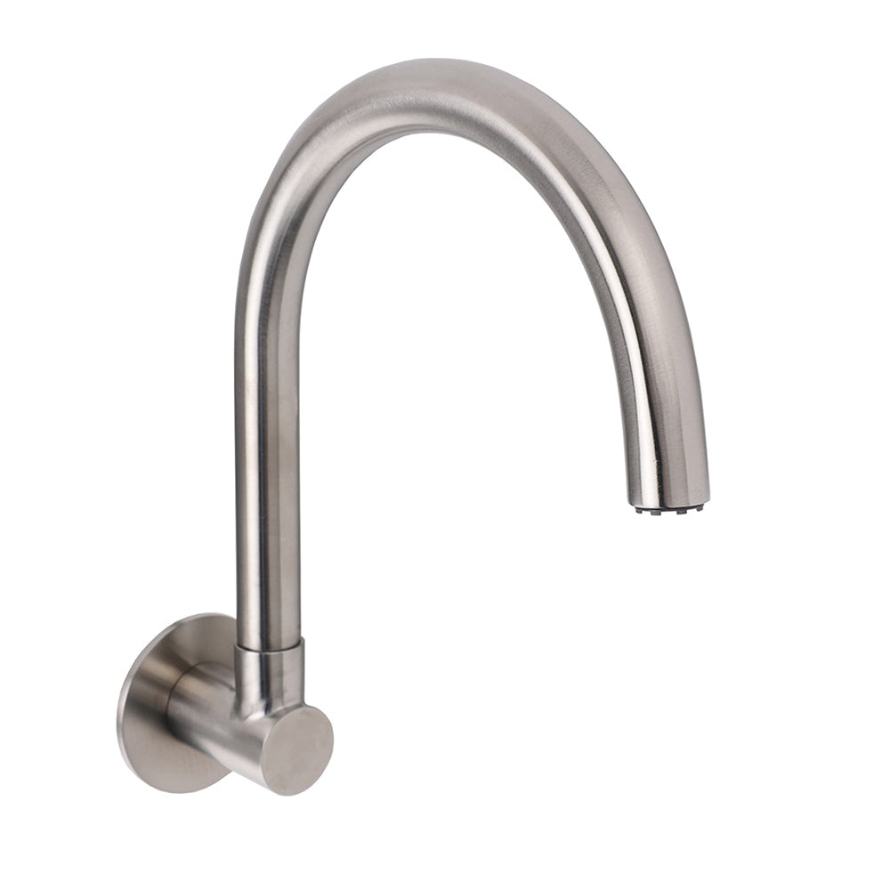 Shower Heads & Screens: Brushed Nickel Round Gooseneck Arm Faucet Water Outlet Wall Mount Bathtub Spout