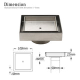 Shower Heads & Screens: Stainless Steel 100mm Square Tile Insert Shower Grate Floor Drain 50mm Outlet