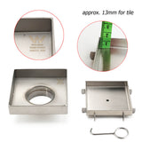 Shower Heads & Screens: Stainless Steel 100mm Square Tile Insert Shower Grate Floor Drain 50mm Outlet