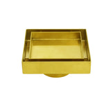 Shower Heads & Screens: Brushed Gold 100mm Square Tile Insert Floor Drain Tiny Shower Grate 50mm Waste