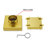 Shower Heads & Screens: Brushed Gold 100mm Square Tile Insert Floor Drain Tiny Shower Grate 50mm Waste