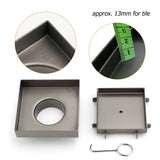 Shower Heads & Screens: Gun Metal 100mm Square Tile Insert Floor Drain Small Shower Grate 50mm Waste Set