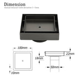 Shower Heads & Screens: Gun Metal 100mm Square Tile Insert Floor Drain Small Shower Grate 50mm Waste Set