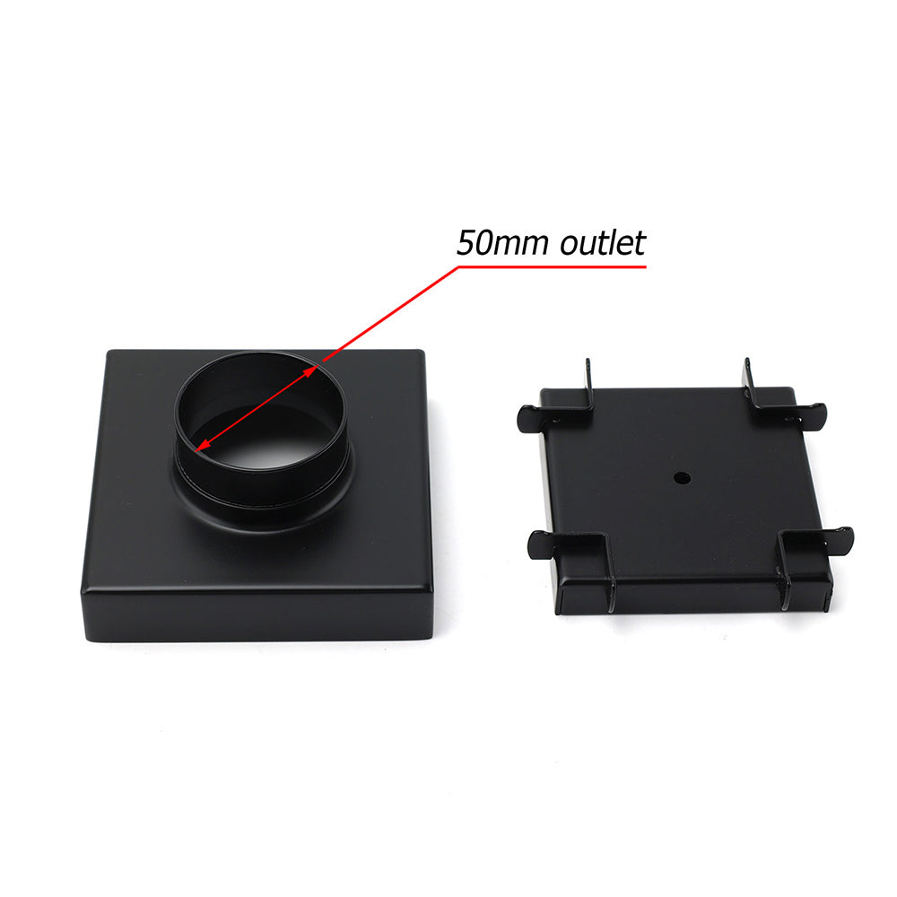 WaterMark Matt Black 100x100mm Square Tile Insert Shower Grate Floor Drain 50mm Waste