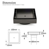 Shower Heads & Screens: Gun Metal 100x100mm Square Tile Insert Floor Drain Small Shower Grate 80mm Waste