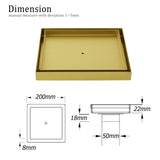 Shower Heads & Screens: Brushed Gold Large 200mm Tile Insert Floor Drain Shower Grate 50mm Waste Outet
