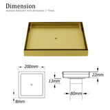 Shower Heads & Screens: Brushed Gold Large 200mm Tile Insert Bathroom Floor Drain Grate 80mm Waste Outet
