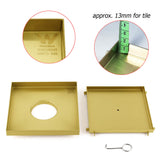 Shower Heads & Screens: Brushed Gold Large 200mm Tile Insert Bathroom Floor Drain Grate 80mm Waste Outet