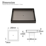 Shower Heads & Screens: Gun Metal Large Square 200x200mm Tile Insert Floor Drain Shower Grate 80mm Waste