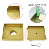Shower Heads & Screens: Brushed Gold Square 150x150mm Tile Insert Floor Drain Shower Grate 50mm Waste