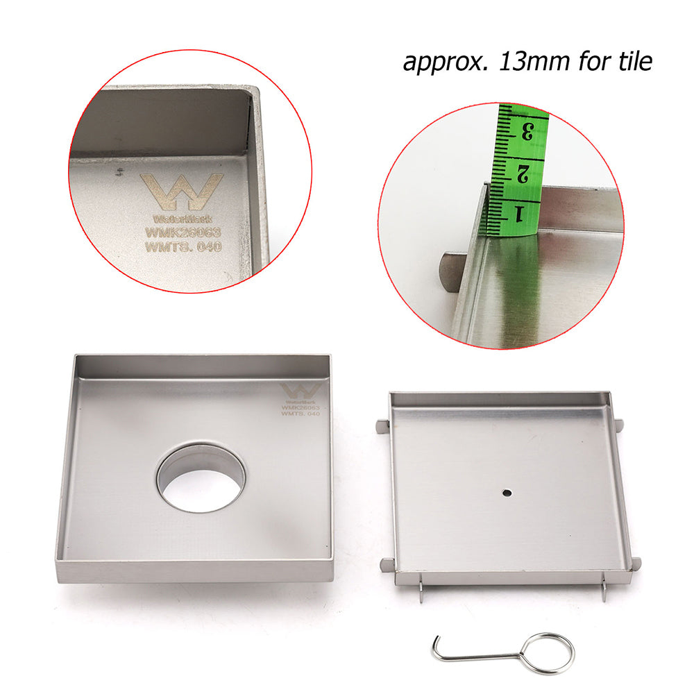 150x150mm Square Tile Insert Floor Drain Stainless Steel Shower Grate 50mm Waste