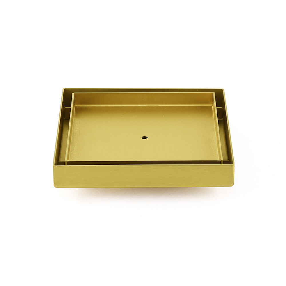 Shower Heads & Screens: Brushed Gold 150x150mm Tile Insert Floor Drain Shower Grate 80mm Waste Watermark