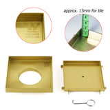 Shower Heads & Screens: Brushed Gold 150x150mm Tile Insert Floor Drain Shower Grate 80mm Waste Watermark