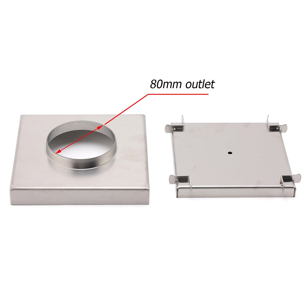 Square 150x150mm Tile Insert Floor Drain 80mm Waste Stainless Steel Shower Grate