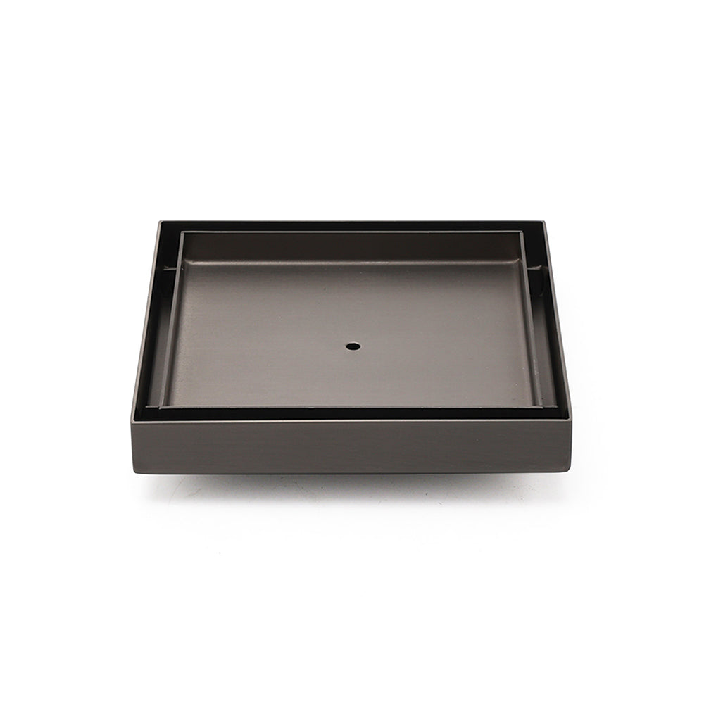 Bathroom Gun Metal 150mm Tile Insert Floor Drain Shower Grate 80mm Waste Outlet