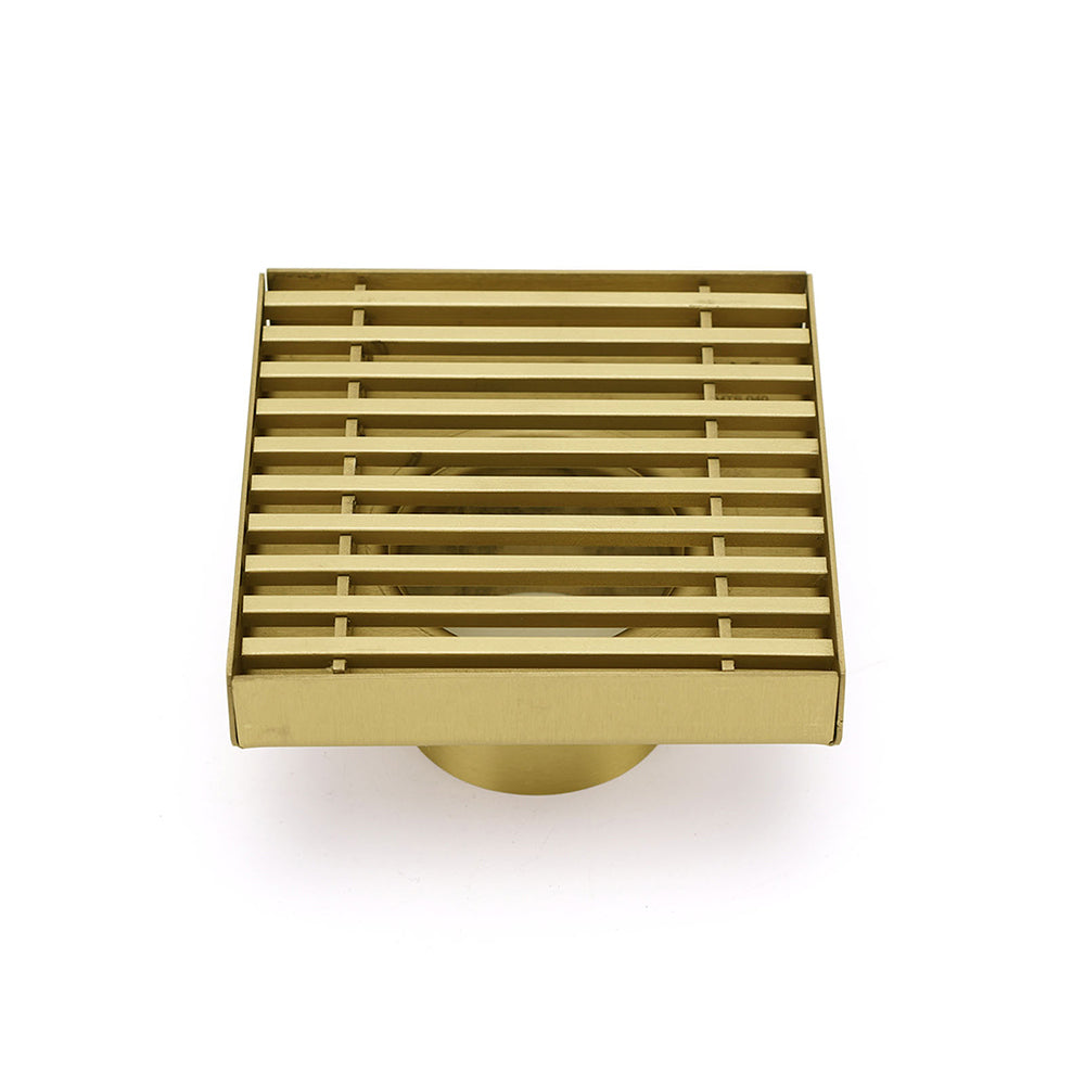 Brushed Gold Smart Square 100mm Strip Fence Floor Drain Shower Grate 50mm Waste