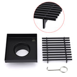 Shower Heads & Screens: Matt Black 100mm Square Strip Fence Shower Grate Bathroom Floor Drain 50mm Waste