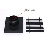 Shower Heads & Screens: Matt Black 100mm Square Strip Fence Shower Grate Bathroom Floor Drain 50mm Waste