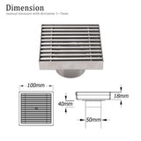 Shower Heads & Screens: Bathroom SUS 100mm Square Strip Fence Sword Shower Grate Floor Drain 50mm Outlet
